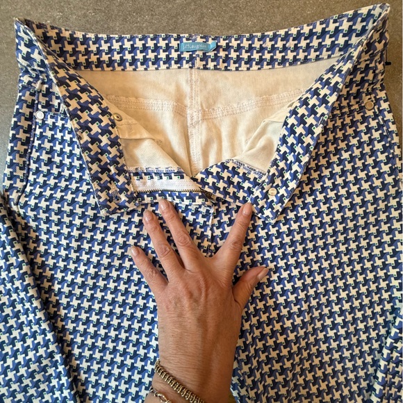 J.McLaughlin Lexi Navy Blue Midi Quotation Houndstooth Slim Pants Size 6 - Picture 4 of 12